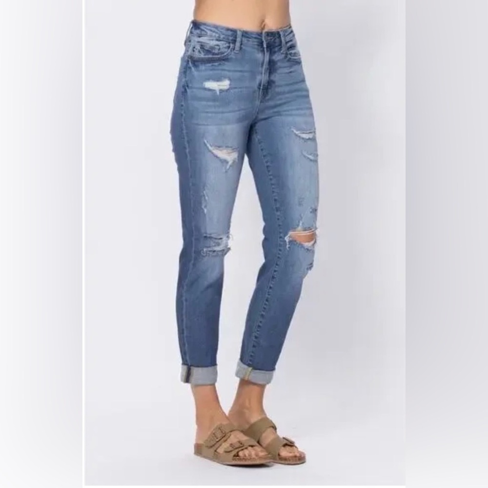 Judy Blue Distressed Ankle Jeans - Light Blue 9/29